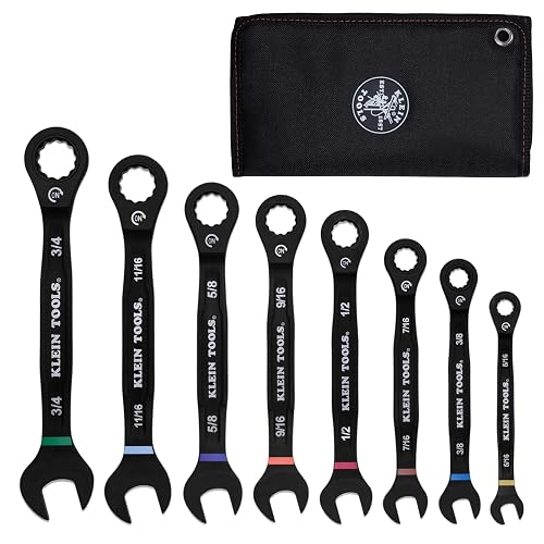 KLEIN TOOLS 69408G Ratcheting Combination Wrench Set