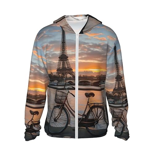 LIXLZH Eiffel Tower Bike Print Sun Protection