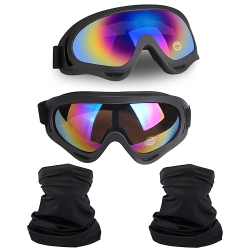 LMAVAG Motorcycle Goggles 2 Pack with Neck
