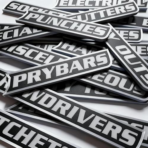 Magnetic Tool Box Labels Black for Organization