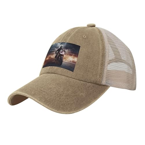 Man Ride A Motorcycle Trucker Hats Cowboy