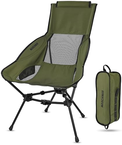 MARCHWAY Lightweight High Back Camping Chair with