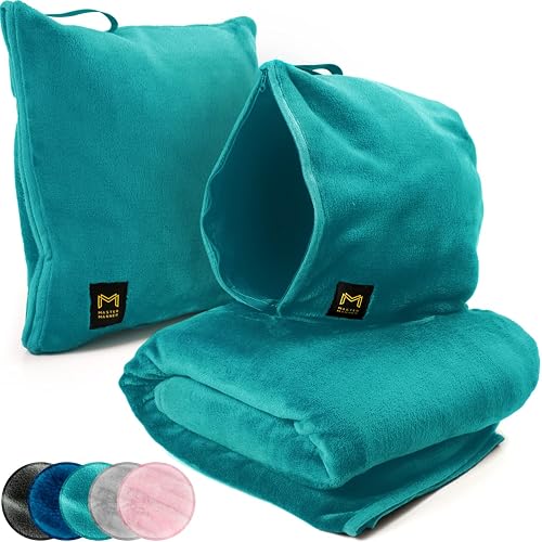 MasterManner Travel Blanket Airplane Compact with Hoodie