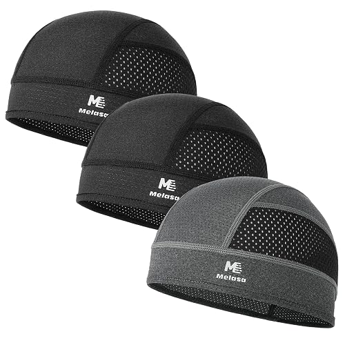 MELASA 3Pcs Breathable Mesh Skull Cap for