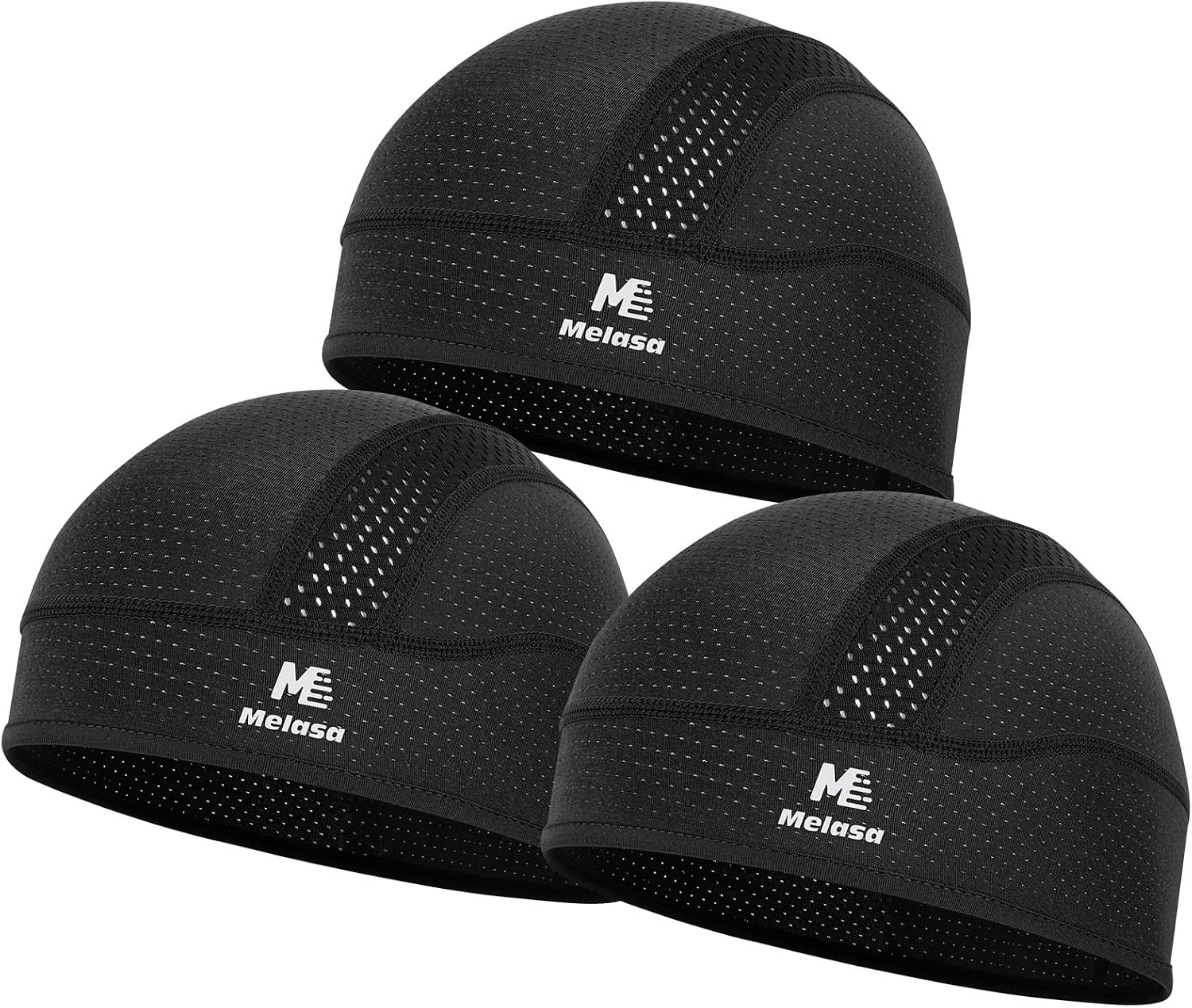 MELASA 3Pcs Cooling Skull Cap Sweat-Wicking