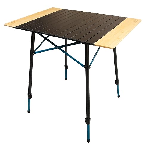 MOUNTAIN SUMMIT GEAR Bamboo/Aluminum Roll-Top Camping Table