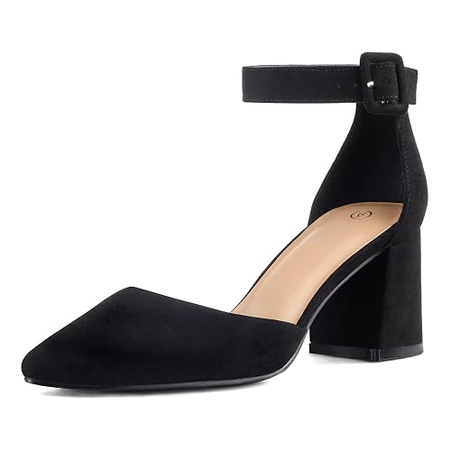 mysoft Women's Pointed Toe Low Chunky Heels