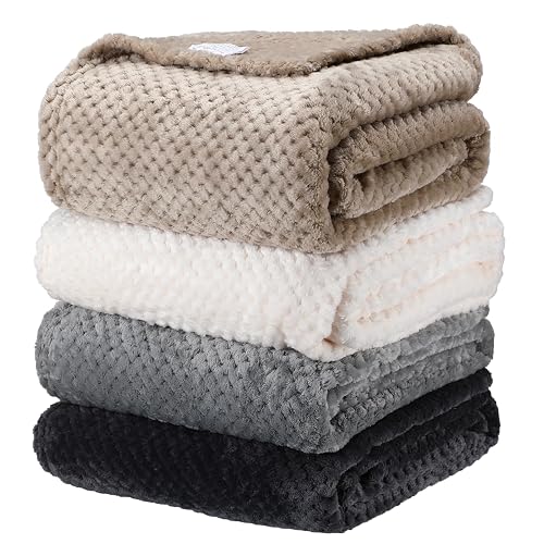 Newwiee 4 Pcs Flanne Fleece Throw Blanket