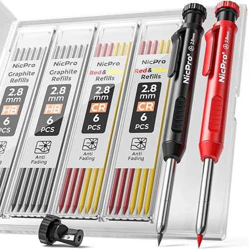 Nicpro Carpenter Pencil with Sharpener