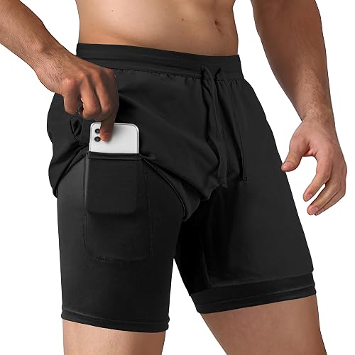 NIMOJIRO Men's 2 in 1 Running Shorts
