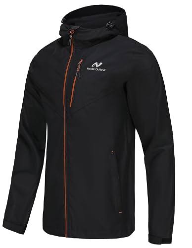 NORDIC OUTLAND Mens Lightweight Hooded Waterproof Rain