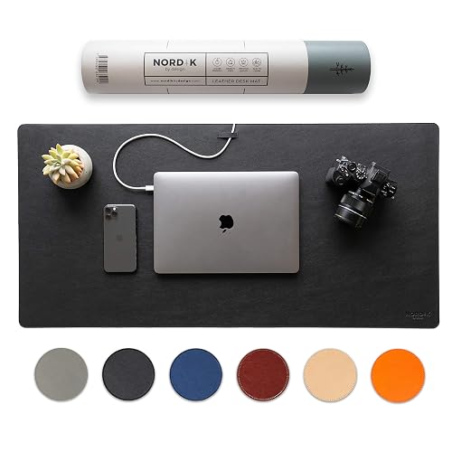 Nordik Leather Desk Mat Cable Organizer -