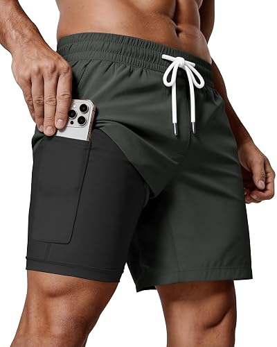 Ntrlv Men's 2 in 1 Running Shorts