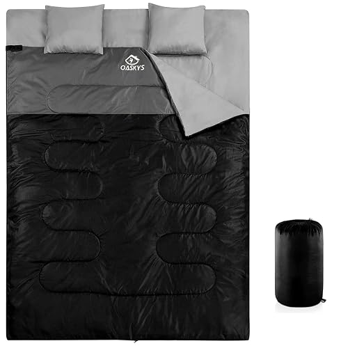 oaskys Double Sleeping Bag with 2 Pillows