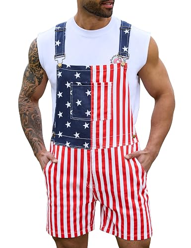 Odefou Bib Overalls for Men Shorts Romper