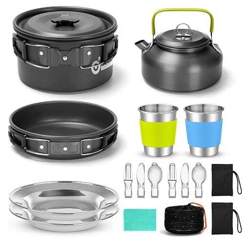 Odoland 15pcs Camping Cookware Mess Kit