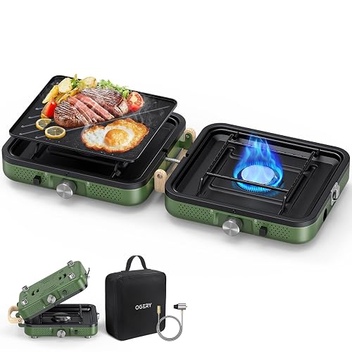 OGERY 2-Burner Foldable Camping Stove with Griddle