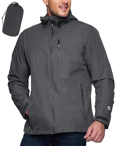 Outdoor Ventures Men's Packable Rain Jacket Waterproof