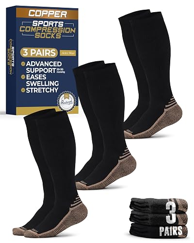 Pembrook 3 Pairs Copper Mens Compression Socks