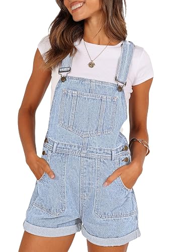 Pink Queen Women's Denim Shortalls Casual Adjustable