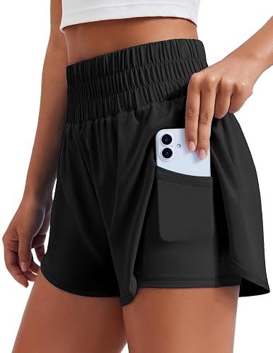 PINSPARK Women's 2 in 1 Running Shorts