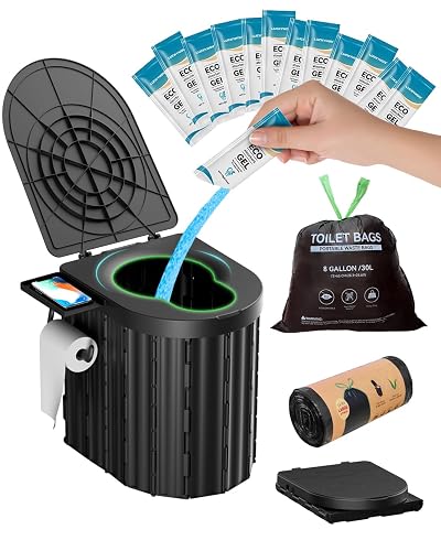 Portable Toilet with Urine Gel & Leak-Proof