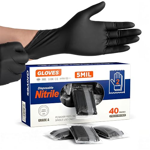 Poutoplaxi Black Nitrile Gloves 5mil Large