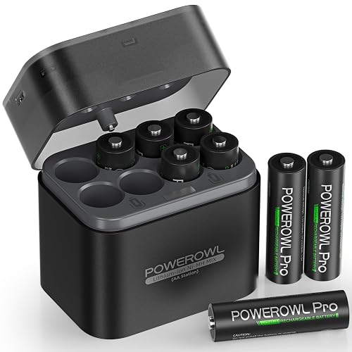 POWEROWL Rechargeable Lithium AA Batteries 8 Pack