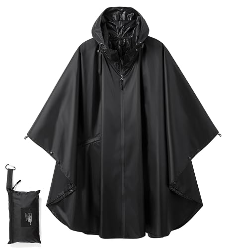 POWINSUN Fashion Hooded Rain Poncho Waterproof Raincoat
