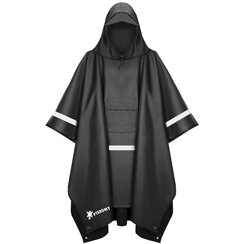 PTEROMY 3-in-1 Hooded Rain Poncho for Adult