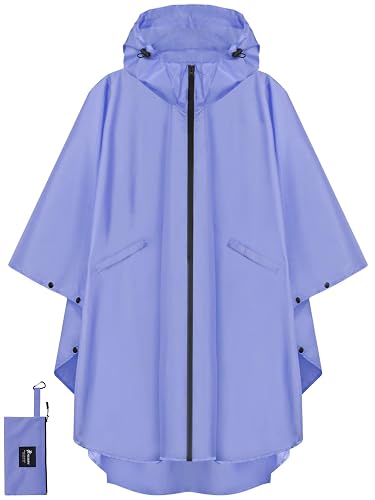 PTEROMY Hooded Rain Poncho for Adult with