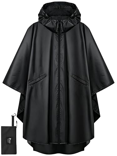 PTEROMY Hooded Rain Poncho for Adult with