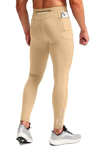 Pudolla Men's Thermal Running Tights with 3