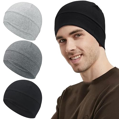 Qearl 3 PCS Cotton Skull Caps