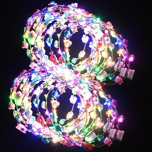 QSJQllo 20 Pcs LED Flower Crowns Headbands