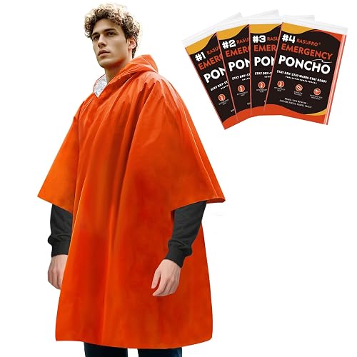 Rasupro 4 Pack Emergency Ponchos with Thickened