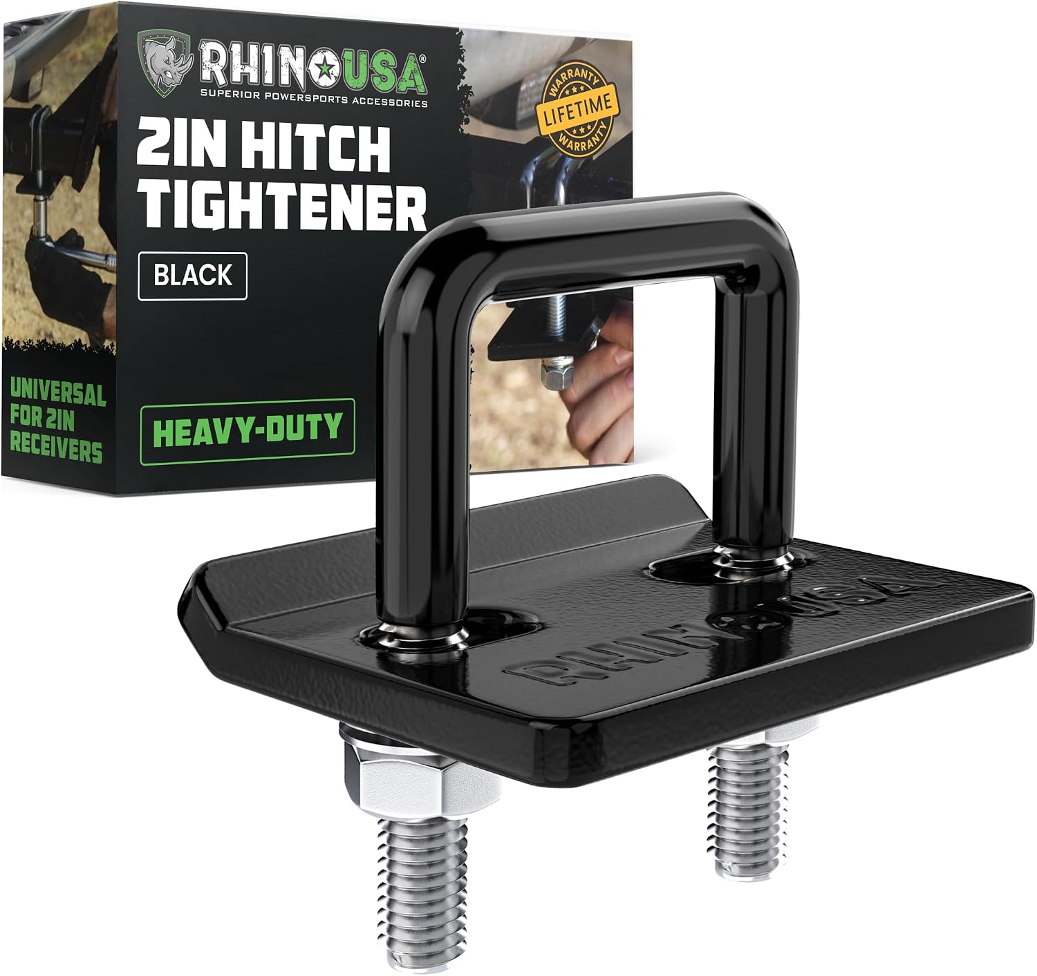 Rhino USA Hitch Tightener: Heavy-Duty Anti-Rattle Clamp for 2" Receivers