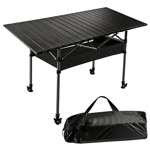 RJFKSNC Aluminum Roll Top Camping Table Adjustable