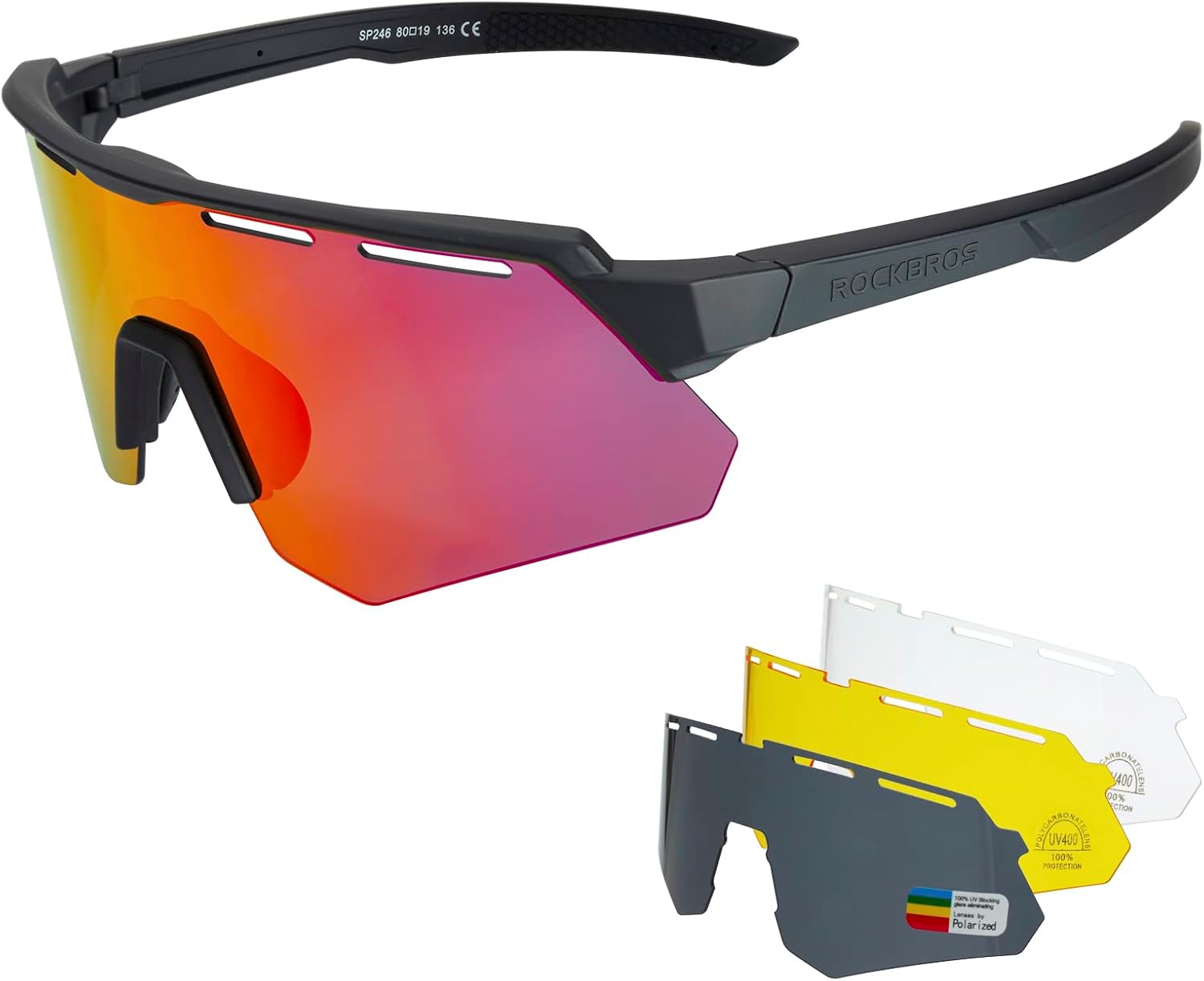 ROCKBROS Polarized Sunglasses Interchangeable Baseball