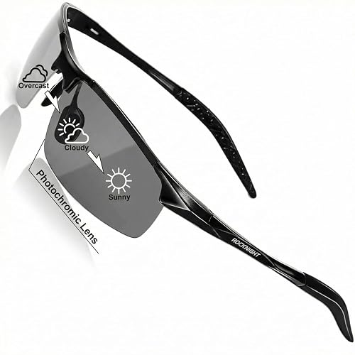 ROCKNIGHT Polarized Rectangular Sunglasses for Men Driving