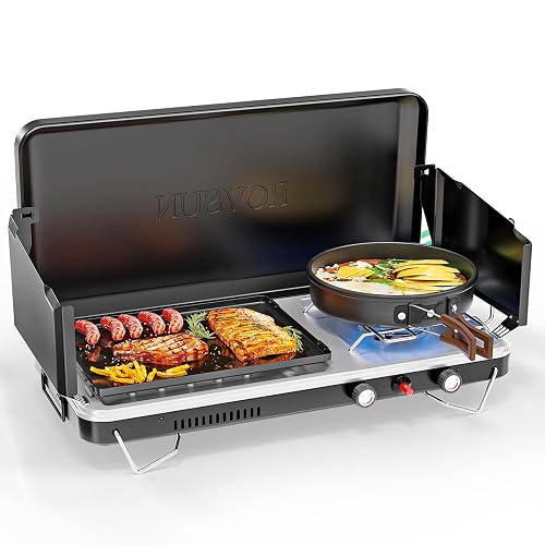 ROVSUN 2-in-1 Portable Camping Stove & Propane