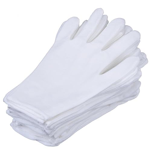 S&DIAN 8 Pairs White Cotton Gloves 7.5"