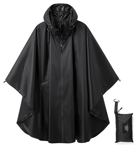 salamra Hooded Rain Poncho Waterproof Raincoat Jacket