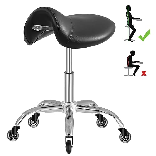 SALONFACTORY Saddle Stool with Wheels 300 lbs