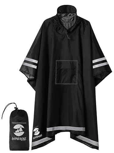 SaphiRose Hooded Rain Poncho Waterproof Raincoat Jacket