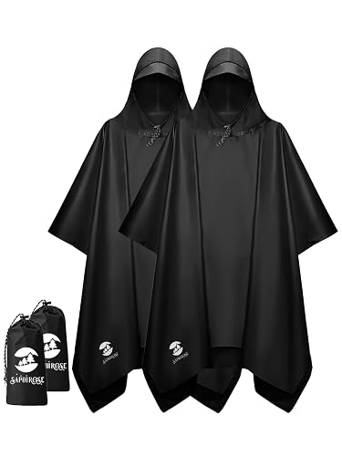 SaphiRose Hooded Rain Poncho Waterproof Raincoat Jacket