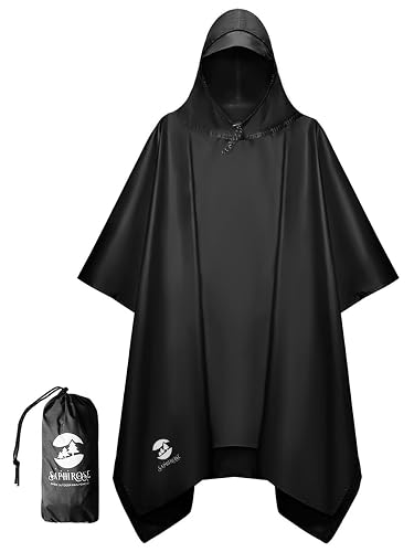 SaphiRose Hooded Rain Poncho Waterproof Raincoat Jacket