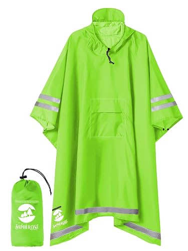 SaphiRose Hooded Rain Poncho Waterproof Raincoat Jacket