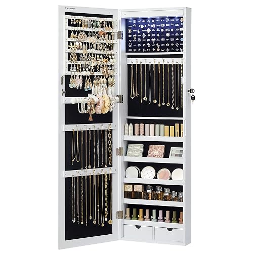 SONGMICS 6 LEDs Mirror Jewelry Cabinet