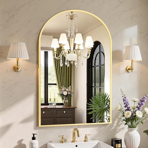 Sweetcrispy 24"x 36" Arched Gold Bathroom Mirrors